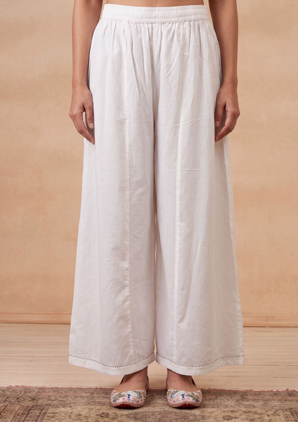 Sonam White Cotton Palazzo