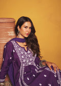 Sonam Purple Chanderi Chikankari Kurta Set With Dupatta