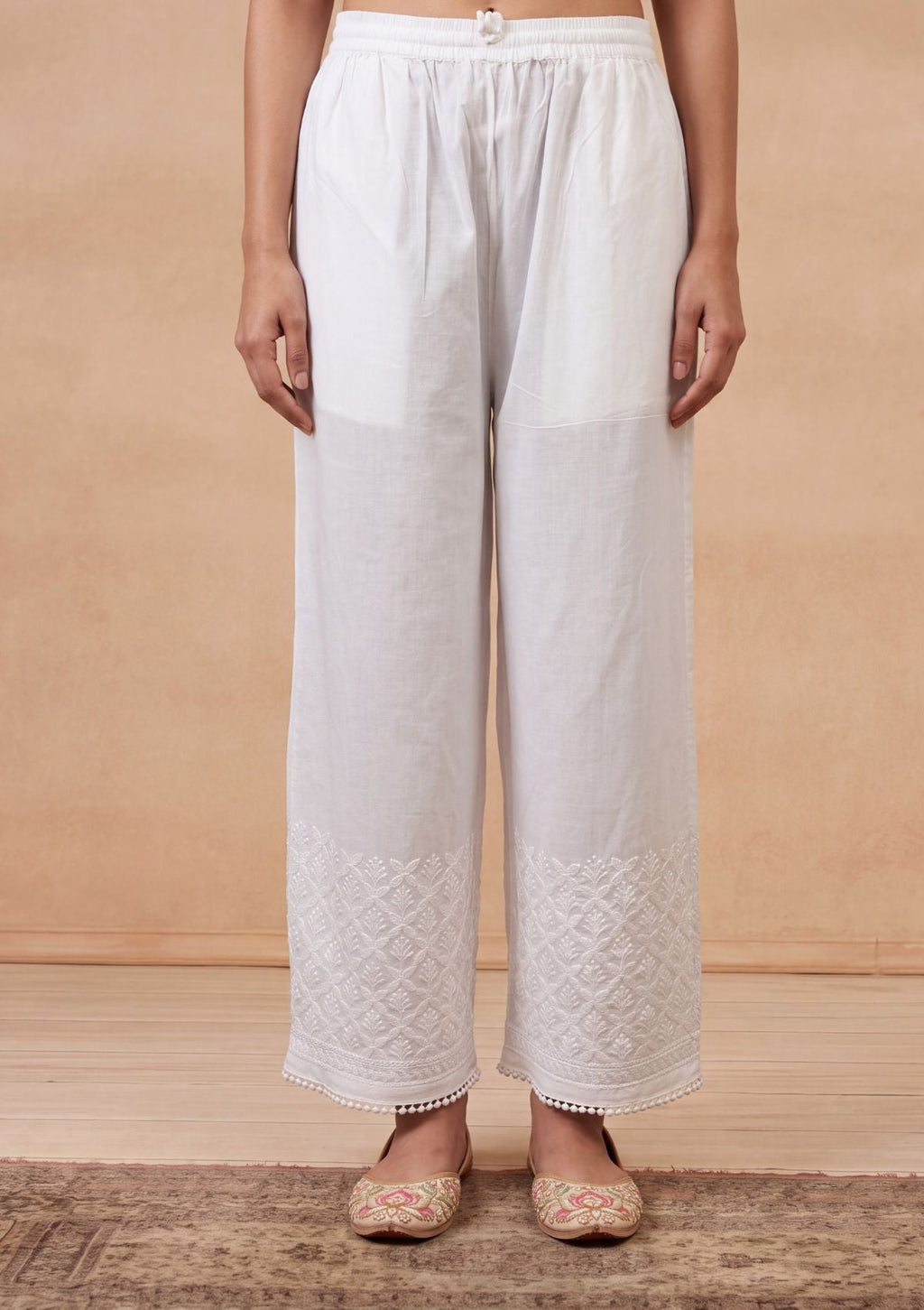 Sonam White Chikankari Women's Palazzo