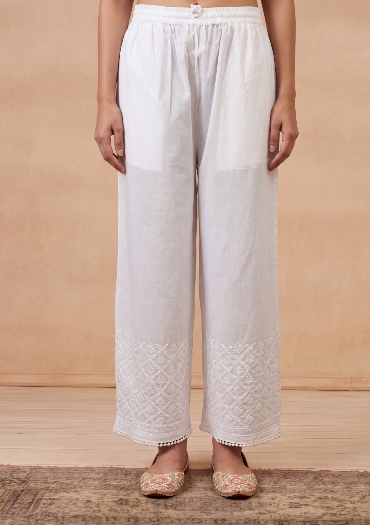 Sonam White Chikankari Women's Palazzo