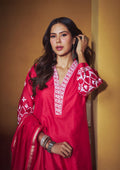 Sonam Red Chanderi Chikankari Kurta Set with Dupatta