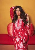 Sonam Red Mulmul Chikankari Kurta