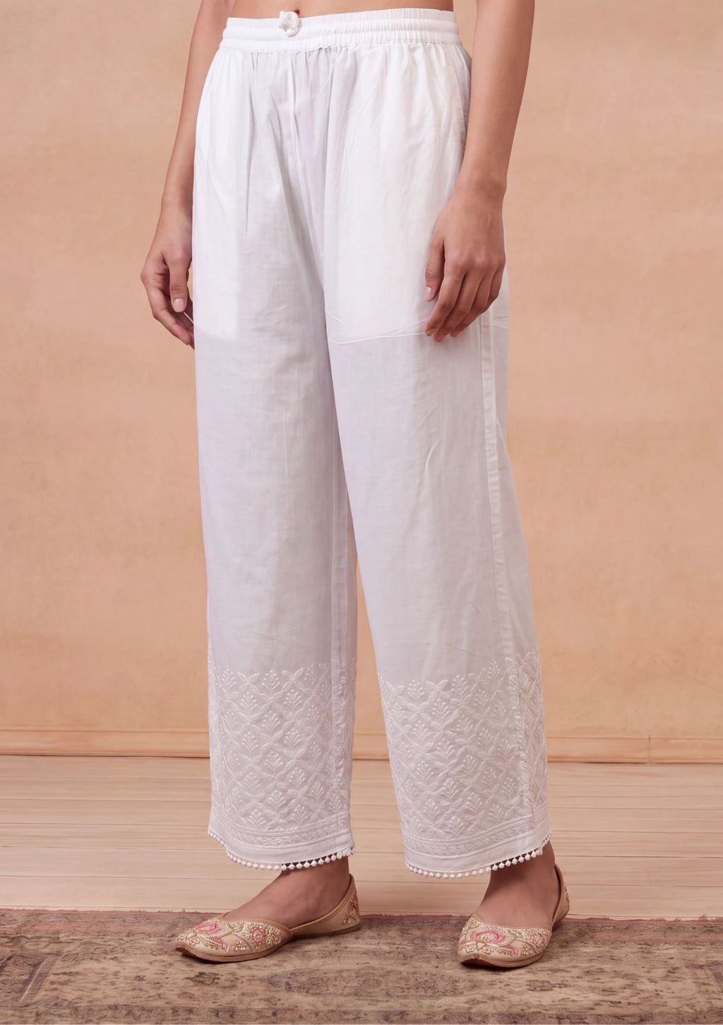 Sonam White Chikankari Women's Palazzo