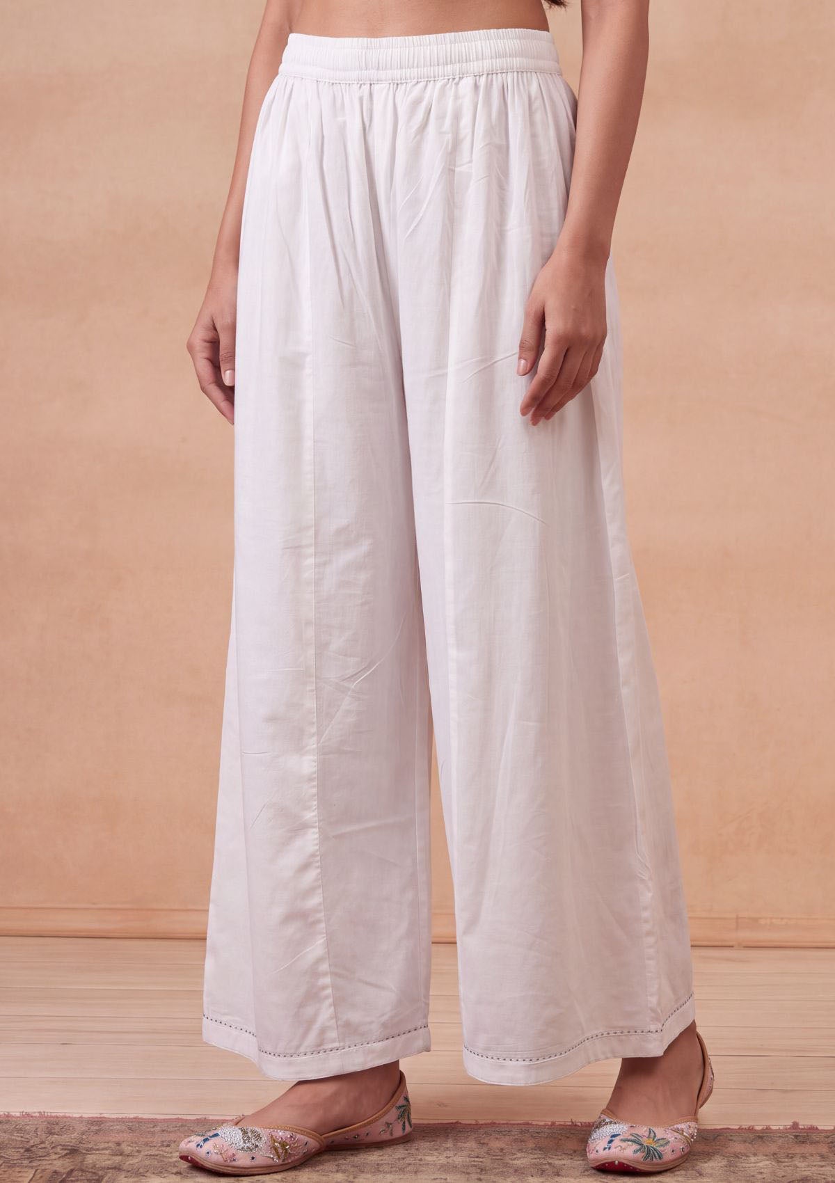 Sonam White Cotton Palazzo