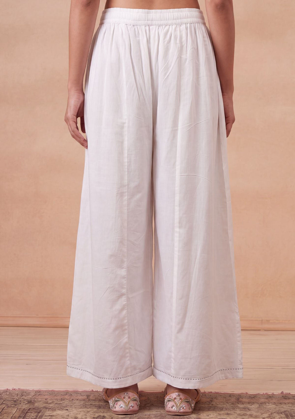 Sonam White Cotton Palazzo