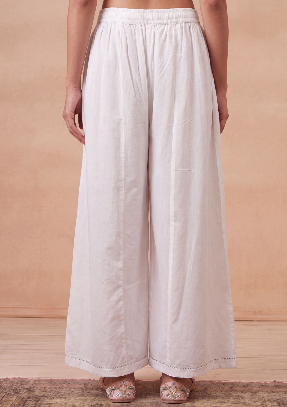 Sonam White Cotton Palazzo