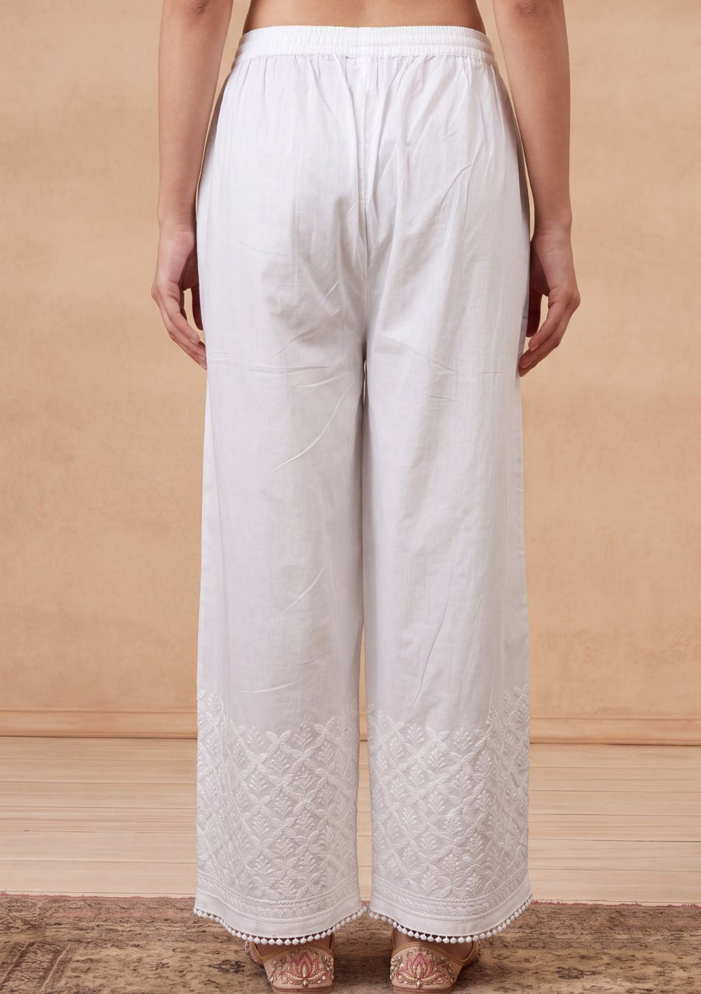 Sonam White Chikankari Women's Palazzo