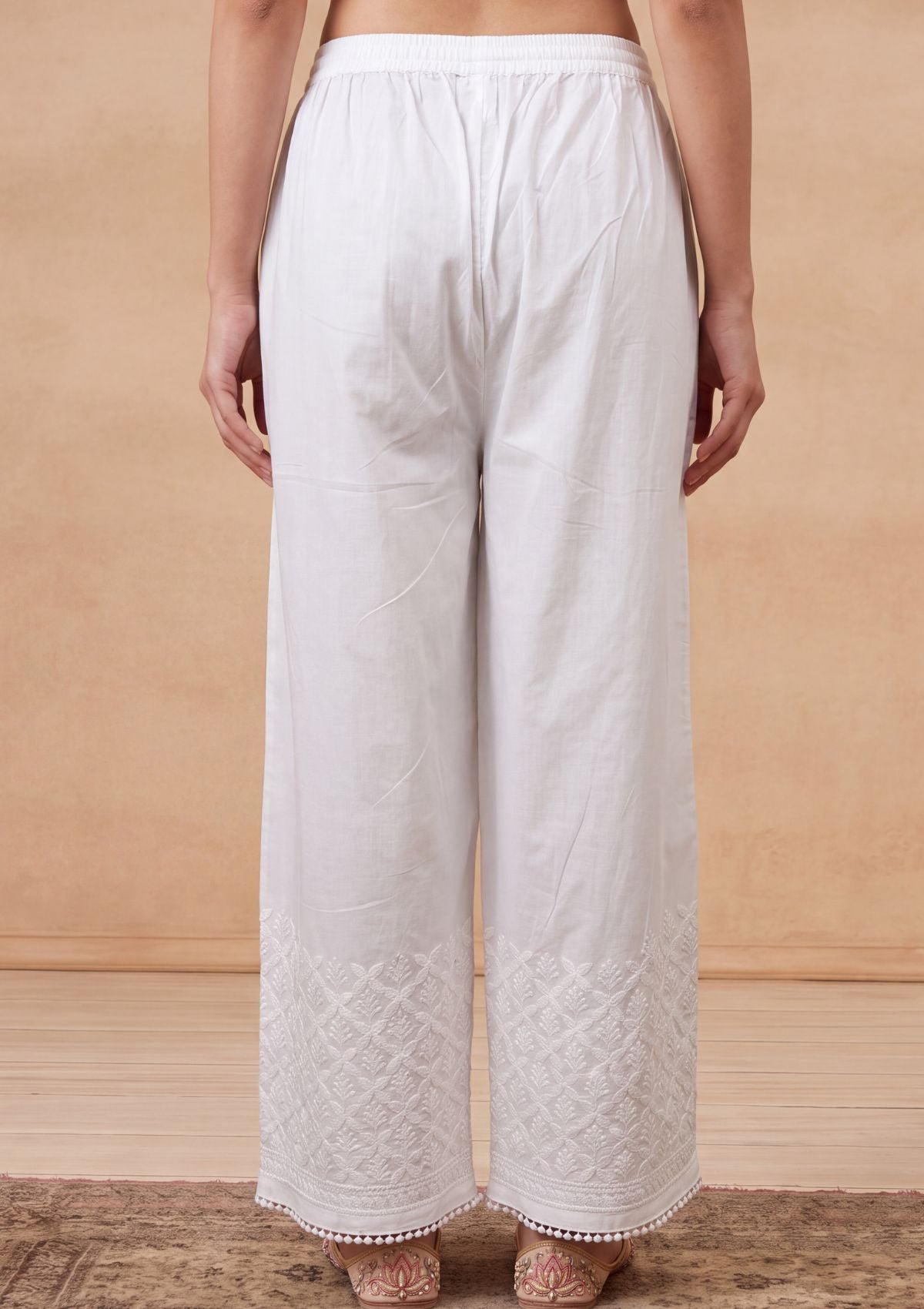 Sonam White Chikankari Women's Palazzo