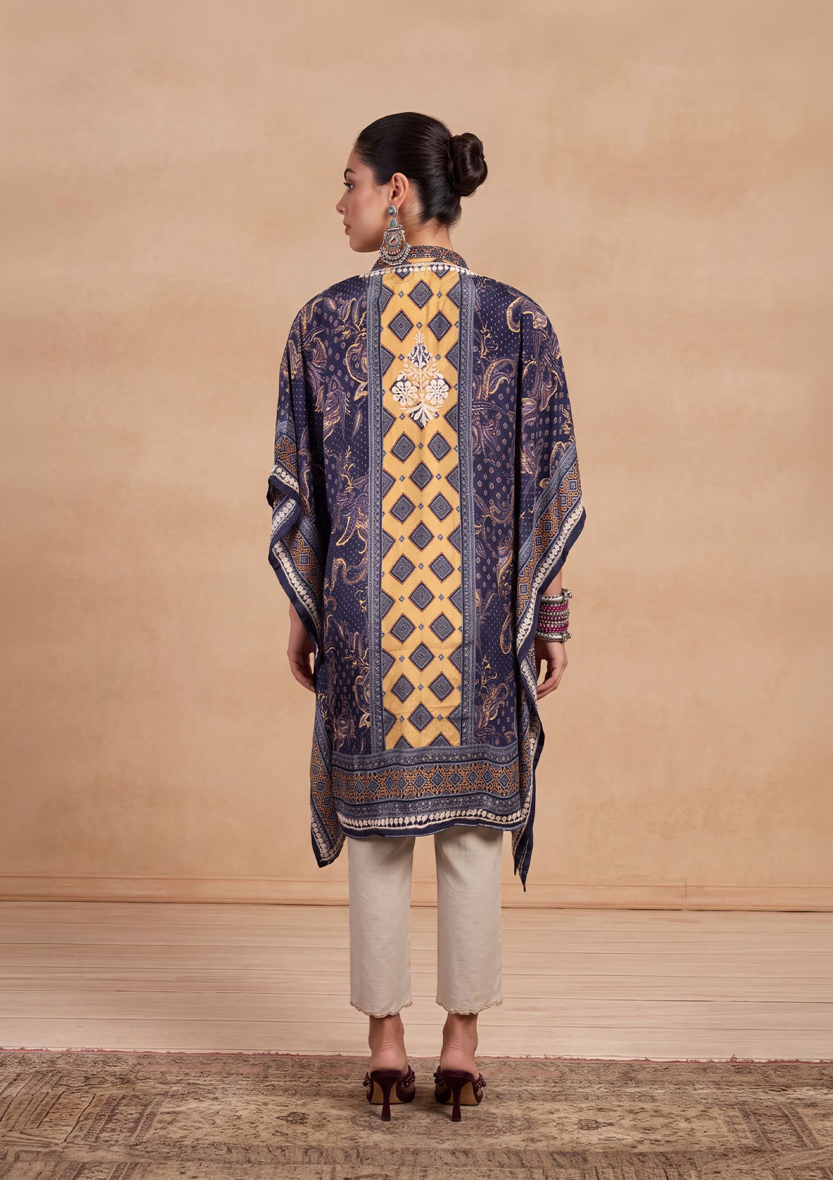 HOC Women Purple Crepe Chikankari Short Kaftan
