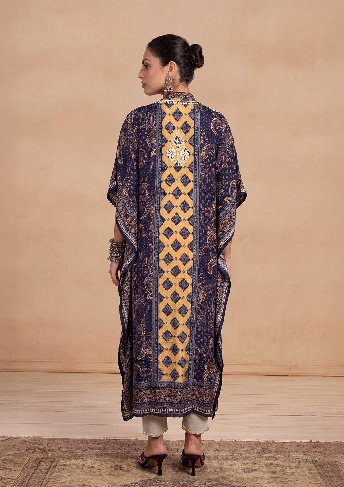 HOC Women Purple Crepe Chikankari Kaftan